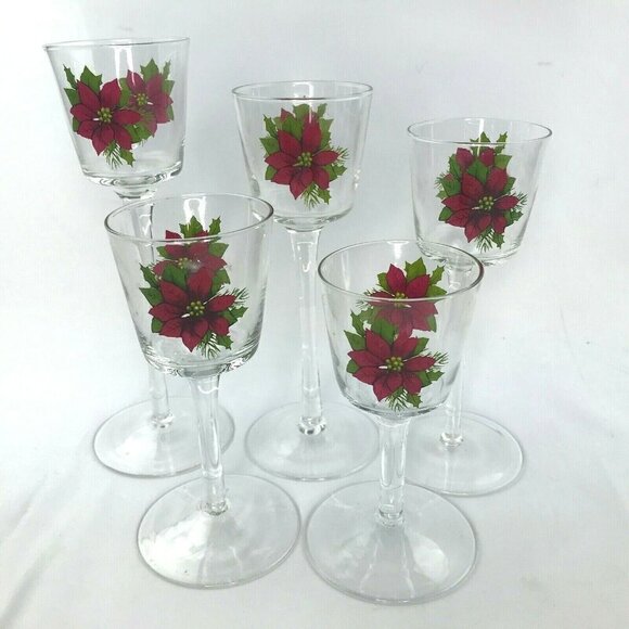 Better Homes & Gardens 5 Poinsettia Glass Votive Candle Holders Christmas Decor - Picture 5 of 12